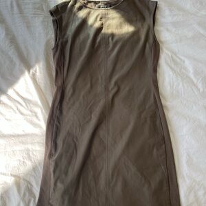 Sleeveless Taupe Sheath Dress
